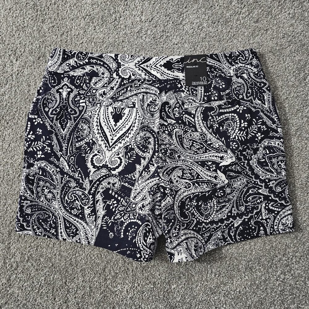 INC international concepts SHORTS printed REGULAR FIT blue/white SPANDEX - Picture 6 of 8